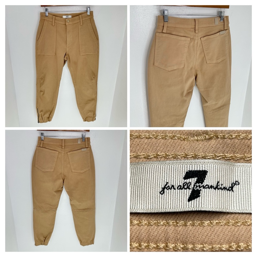 7 For All Mankind Darted Boyfriend Jogger Pants Womens Size 28 Camel 28x26‎